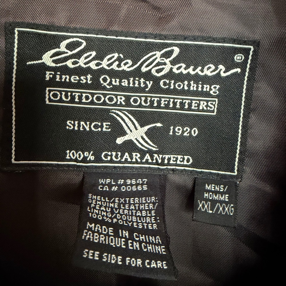 Eddie Bauer Leather Bomber Jacket Brown Heritage Classic Y2K Genuine Size XXL - Picture 8 of 9